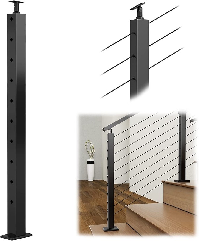 Railing Post 36"x2"x2" Level drilled Post 10 Holes, Wall Thickness 1.2mm,Railing gallery