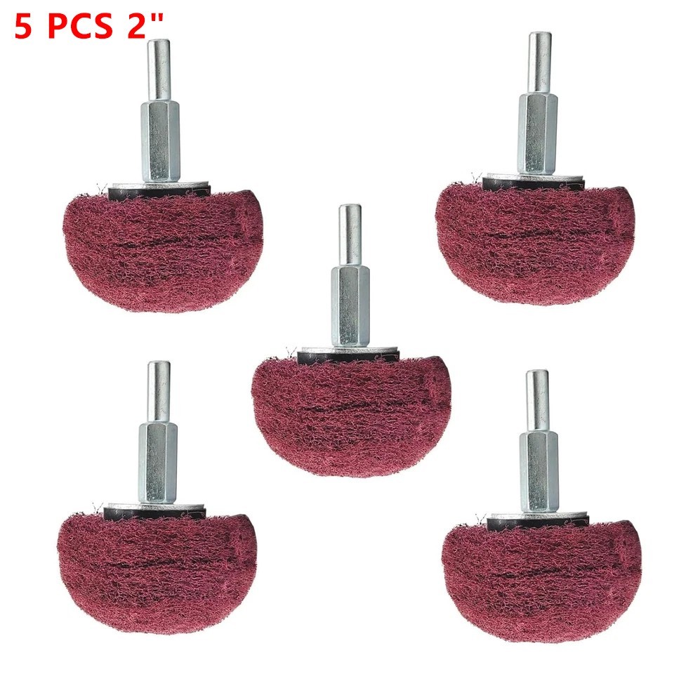 5 PCS 2"Non Woven Abrasive Buffing Wheels,1/4"Shank Drill for Polishing&Cleaning gallery