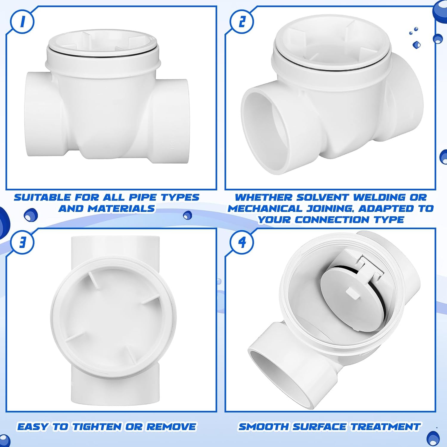 Backwater Valve Drain Backflow Preventer Valve Prevent Sewage 3 Inch White PVC gallery
