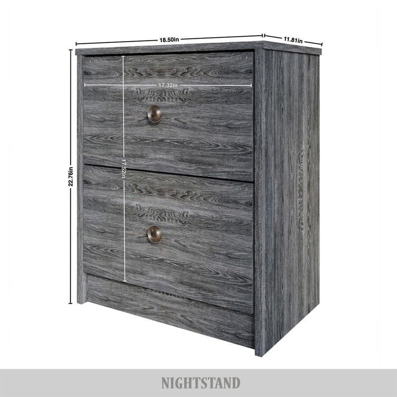Versatile Nightstand 2 Drawers Multifunctional Table Easy Assembly Storage New gallery