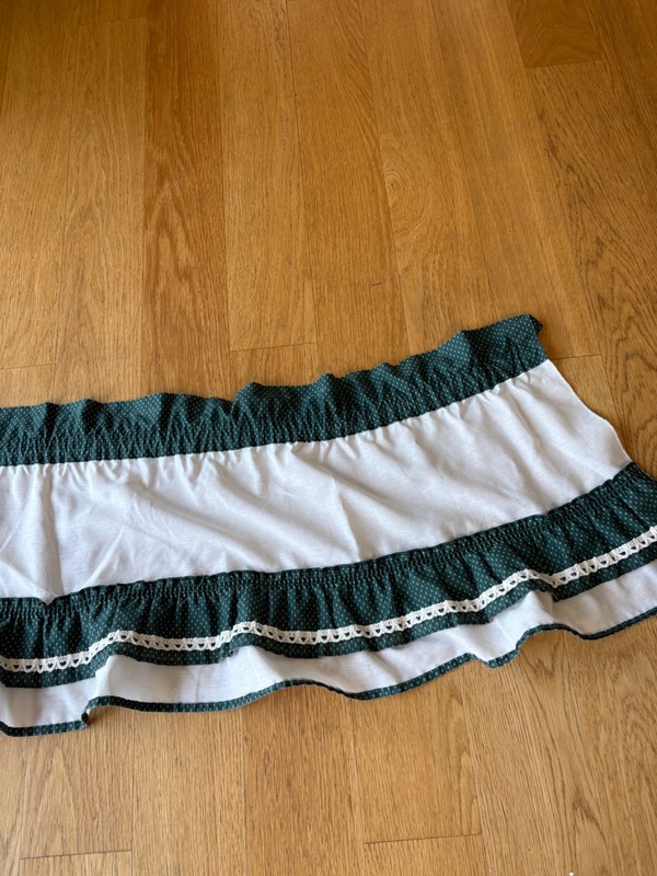 Vintage Ruffled Window Valance Hunter Green & Ivory 60 X 16 Ivory Trim gallery