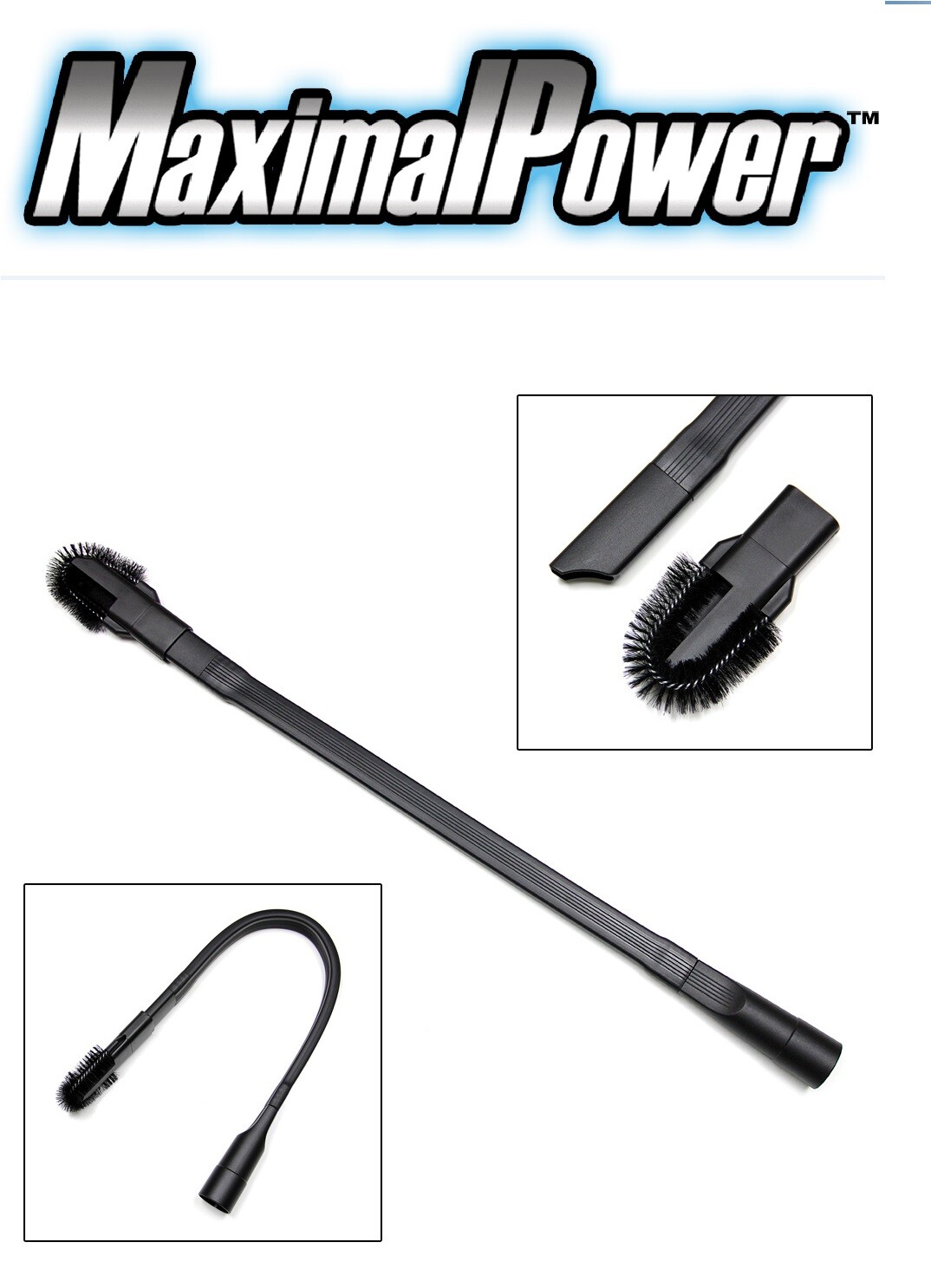 MaximalPower Flexible Crevice Vacuum Tool Attachment w/ Removable Brush Head gallery