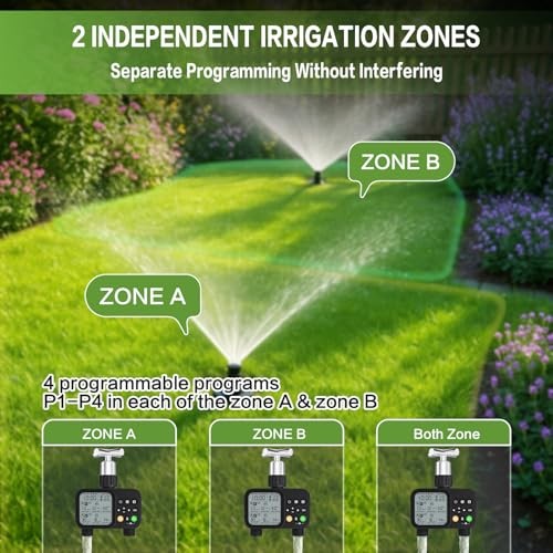 TJJFMM Sprinkler Timer for Garden Hose, 2 Outlet 8 Programmable, WT08- BLACK gallery