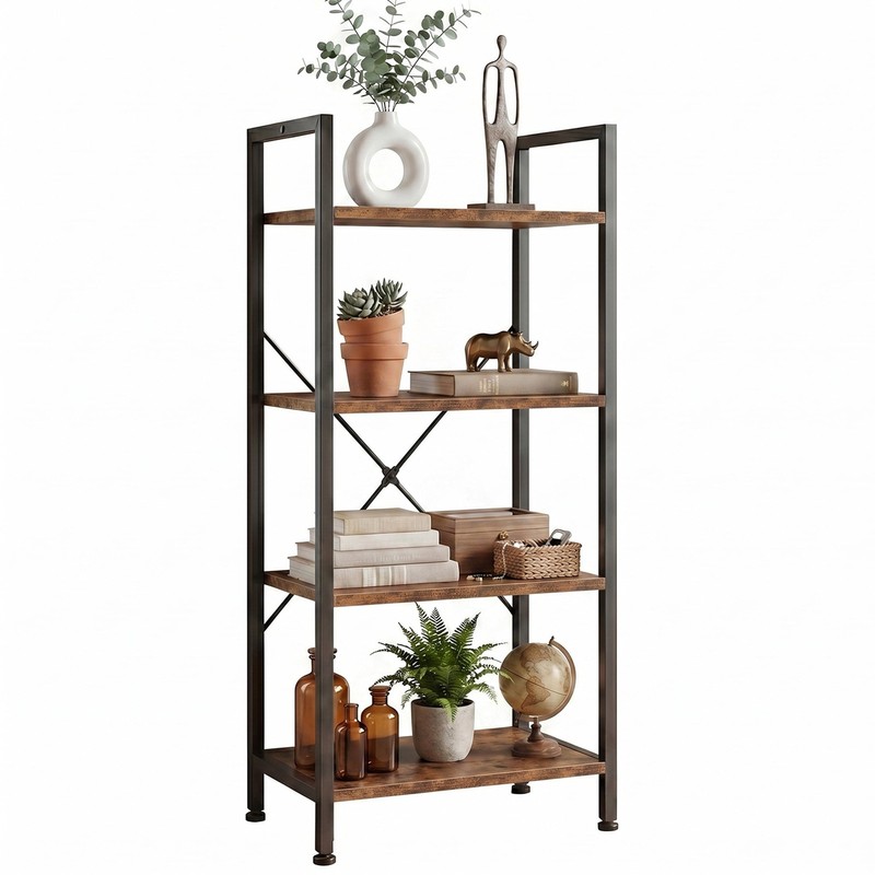 Bookshelf, 4-Tier Small Industrial Storage Shelf & Shelves, Metal Bookcase gallery