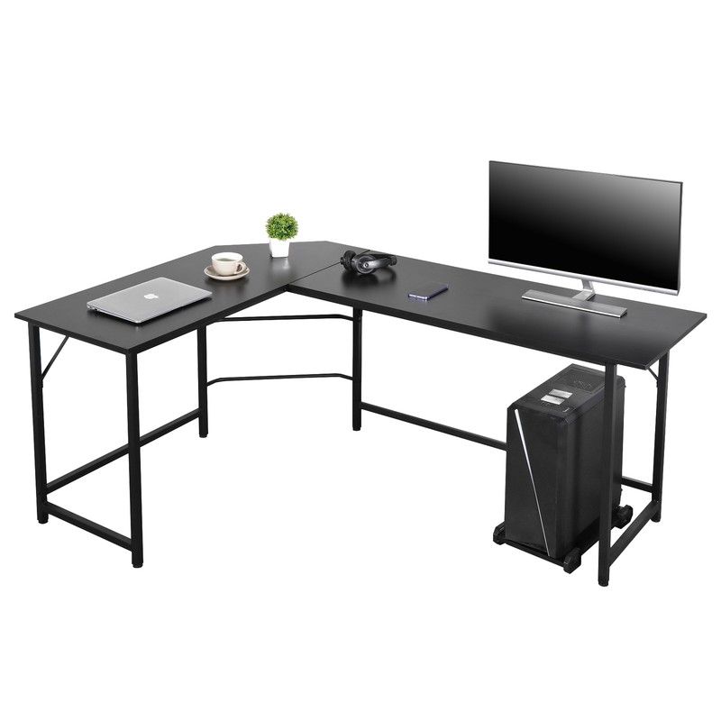 66" L-Shaped Computer Desk Large Workstation Home Office PC Stand Modern gallery