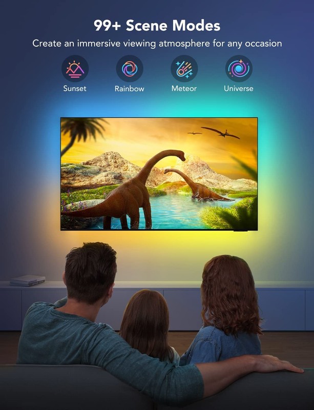 RGBIC Smart LED TV Backlight Strip Lights for 70-80" TVs, Bluetooth/Wi-Fi, Music gallery