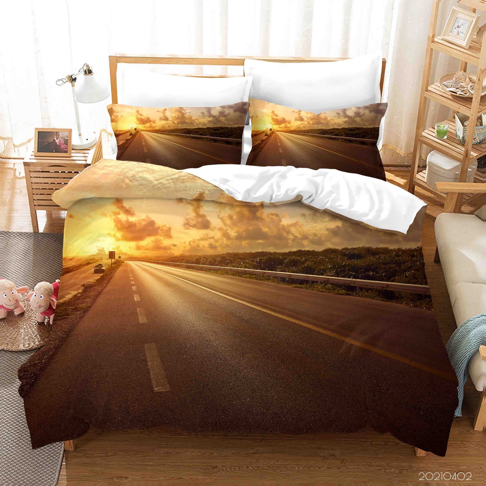 3D Highway Sunset Scenery Quilt Cover Set Bedding Sets Pillowcases gallery
