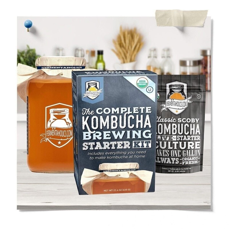 The Complete Kombucha Brewing Starter Kit, Fermentaholics USDA Certified... gallery