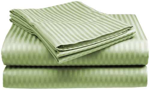 Full Size Sage 400 Thread Count 100% Cotton Sateen Dobby Stripe Sheet Set gallery