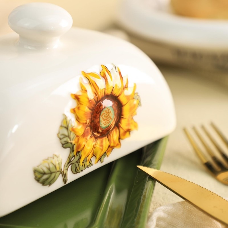 Charming Embossed Sunflower Butter Dish with Lid - Perfect for Everyday Use gallery