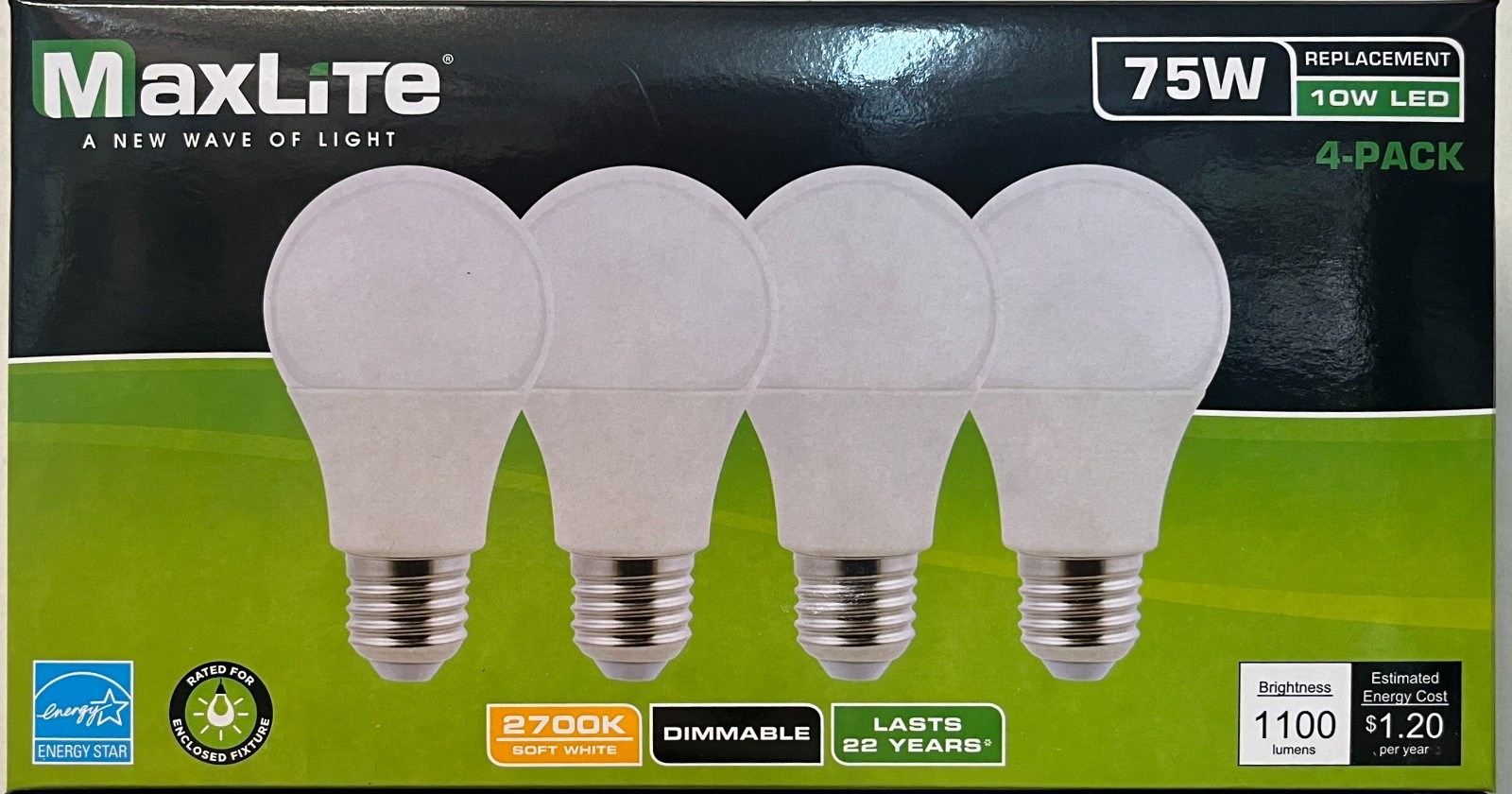 4-768 Pack Maxlite LED Light Bulbs 10W = 75W Watt A19 Soft White 2700K Dimmable gallery