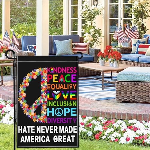 Hate Wont Make Us Great Garden Flag Peace Equity Inclusion Pride Ally Yard gallery