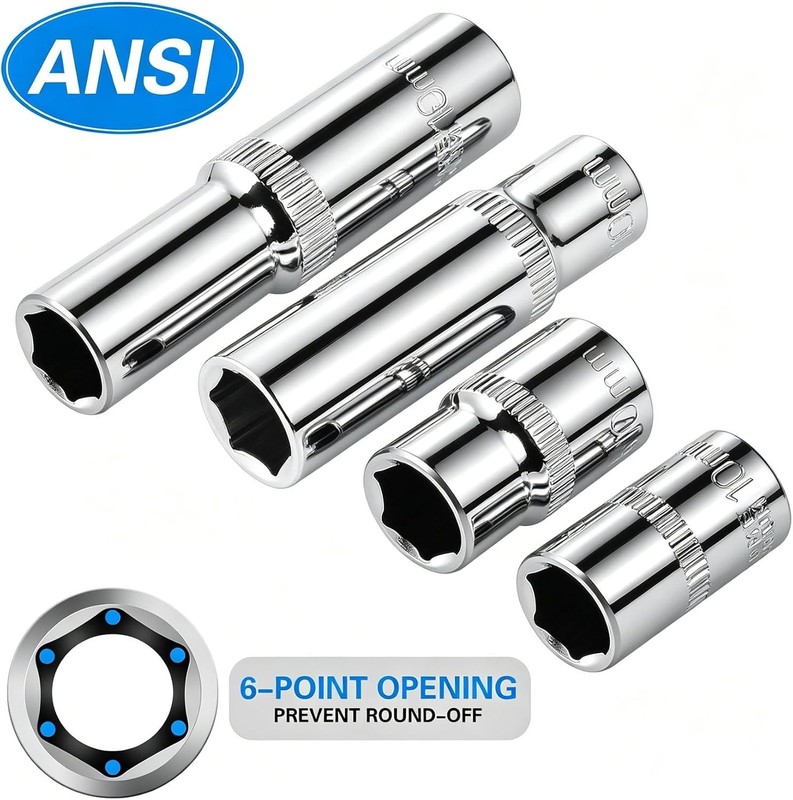 10pc 10mm Socket Set 1/4 & 3/8 Drive Impact Sockets Deep Shallow 6 & 12 Pt Cr-V gallery