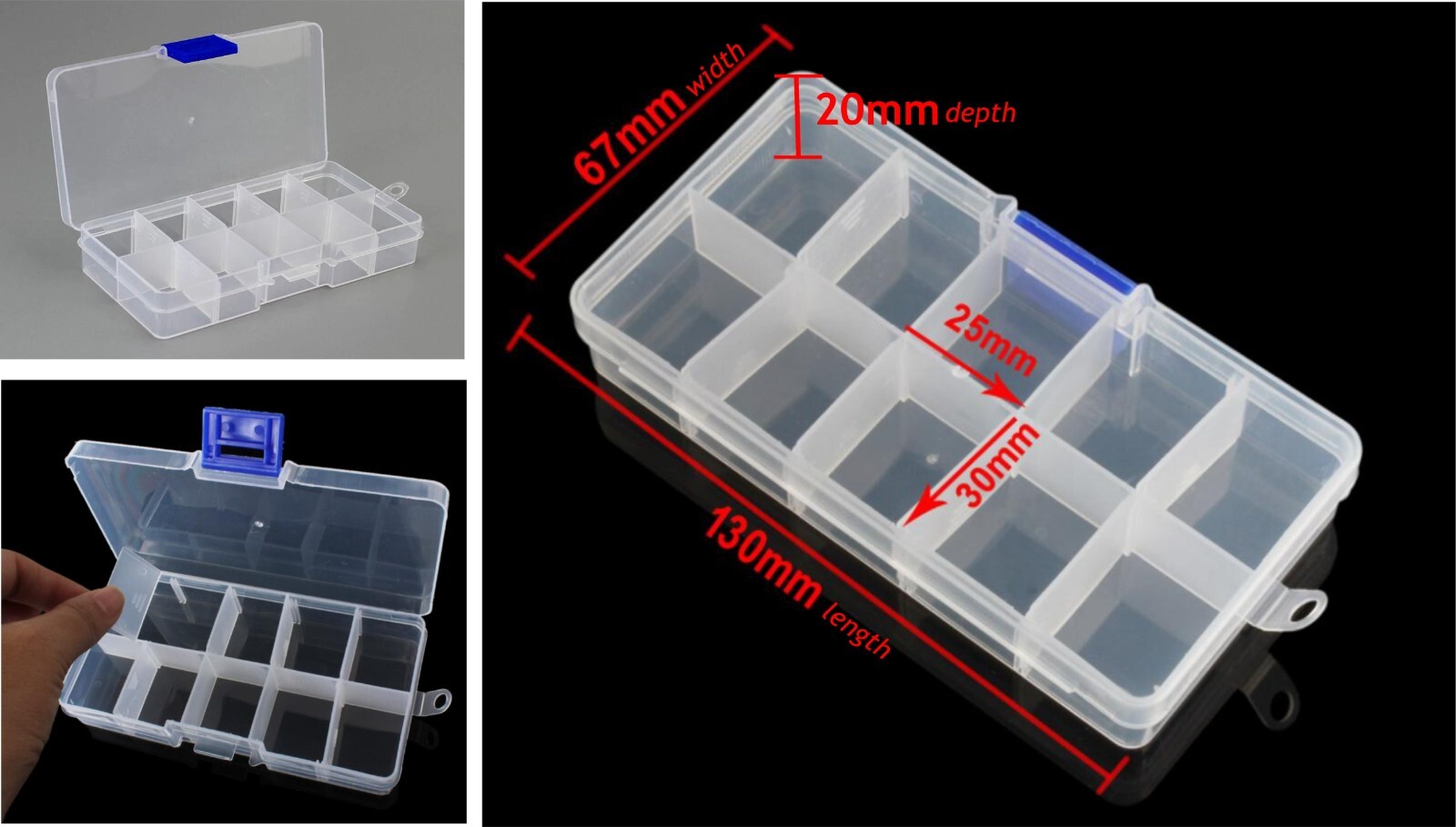 6 pcs - Clear Jewelry Box Bead Storage Craft Container Earrings Organizer gallery