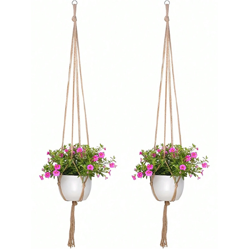 Plant Hanger Brown Rope Boho Macrame Hanging Basket Decor for Home Garden USA gallery
