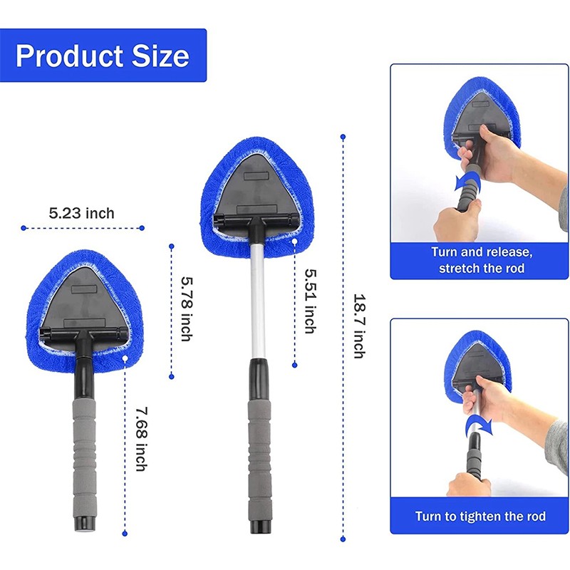 Auto Windshield Cleaning Tool Extendable Window Cleaner Brush Glass Wiper &4 Pad gallery