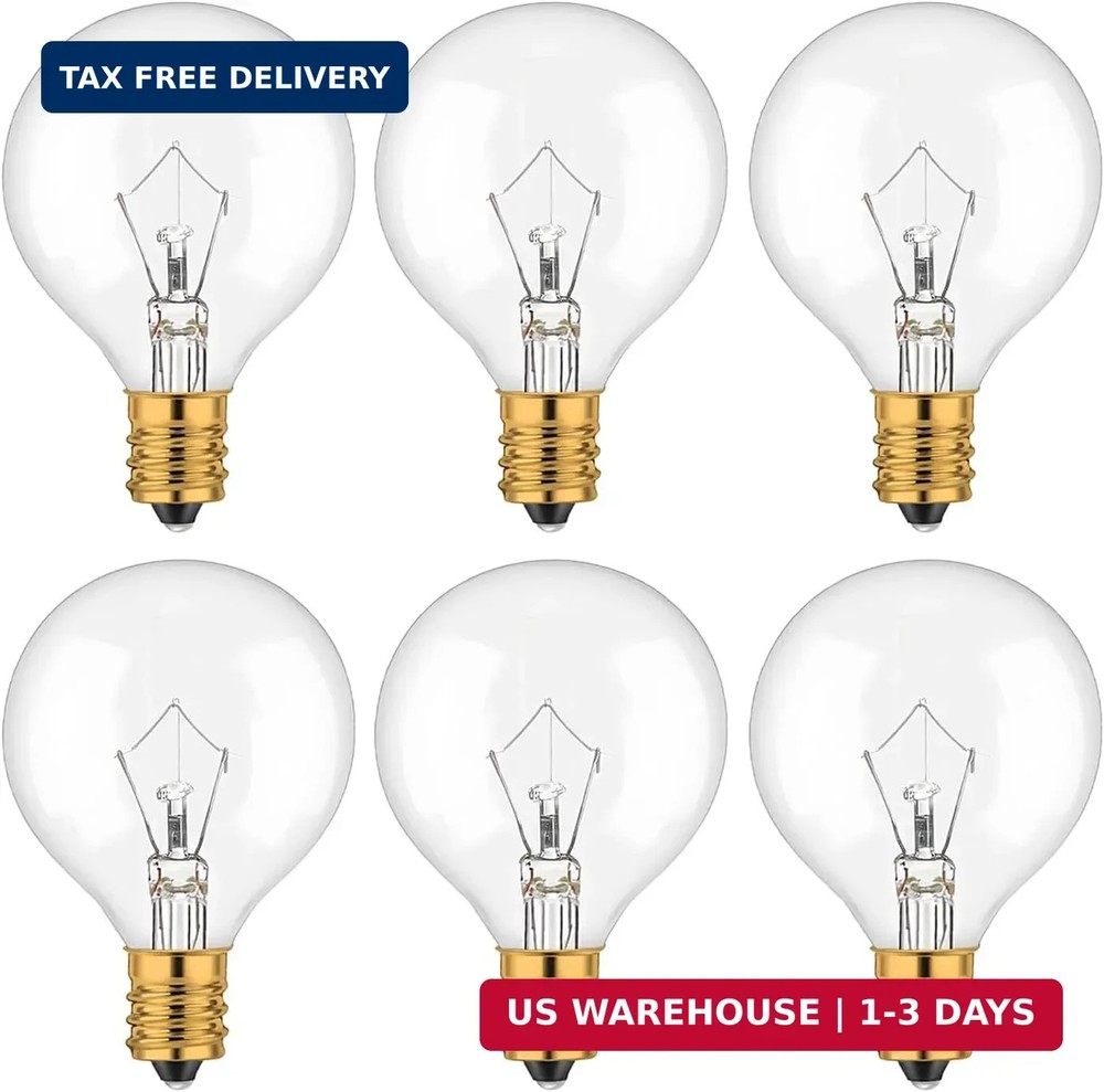6 Pack 40 Watt Wax Warmer Bulbs Replacement Light Bulb for Full Size Scentsy USA