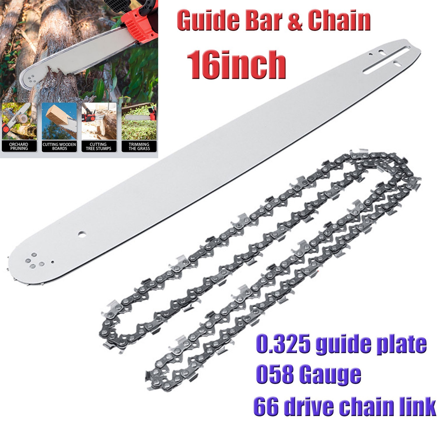 16" in Chainsaw Guide Bar and Chain Set .325".058" 66DL for Husqvarna36 41 50 51 gallery