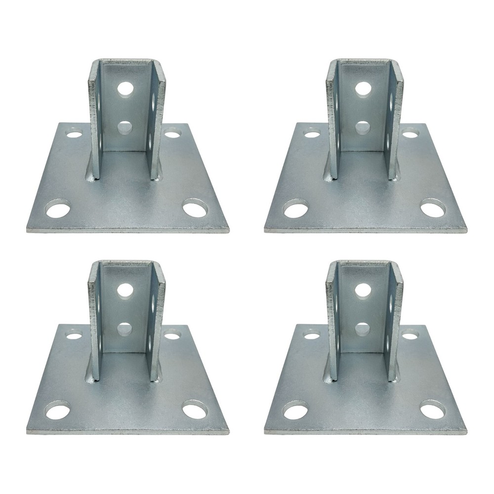 (4) 4 Hole Post Base, 6" Square for 1-5/8" Strut Channel, Side Orientation
