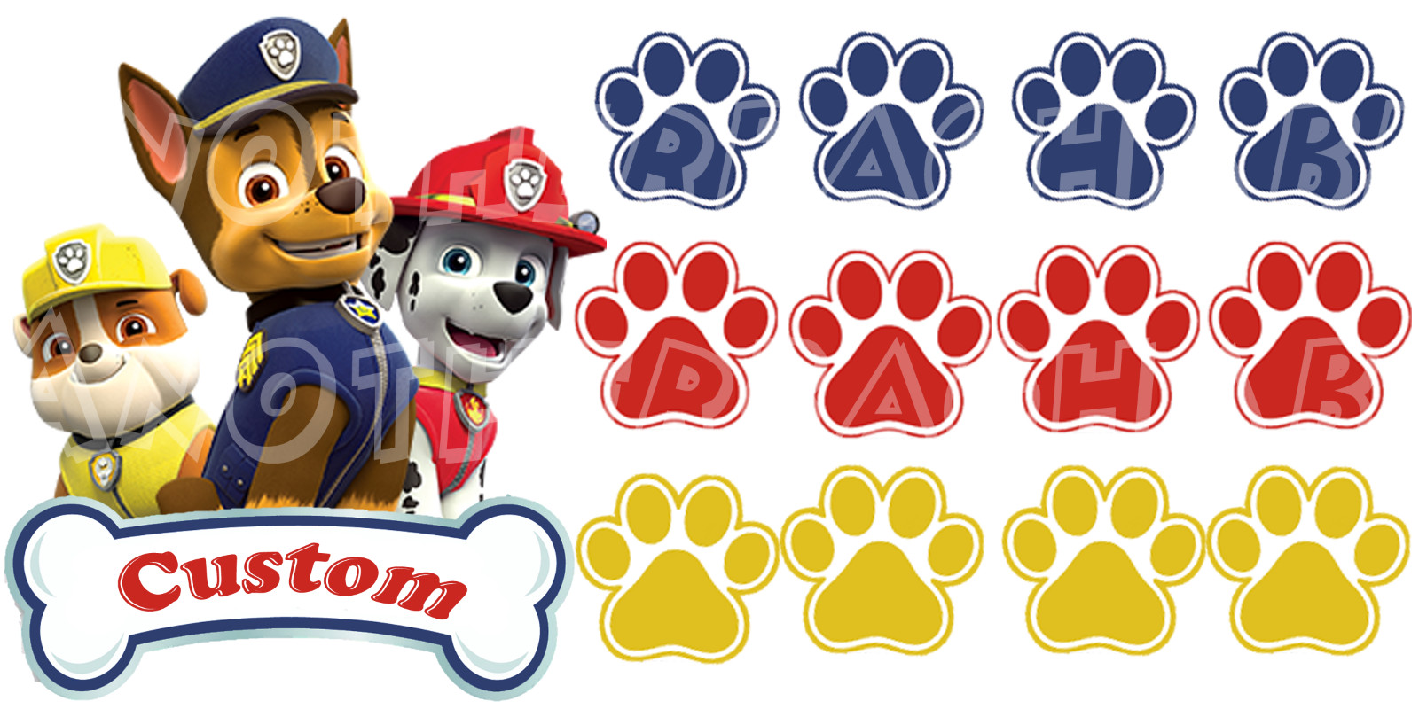 Chase Marshal Rubble Paw Patrol Custom Wall Decal (Inspired) gallery