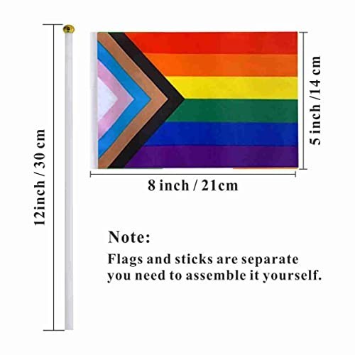 Rainbow Pride Stick Flags Set - 15 Mini Handheld LGBTQ Flags, 5x8 Inches, 75 Pac gallery