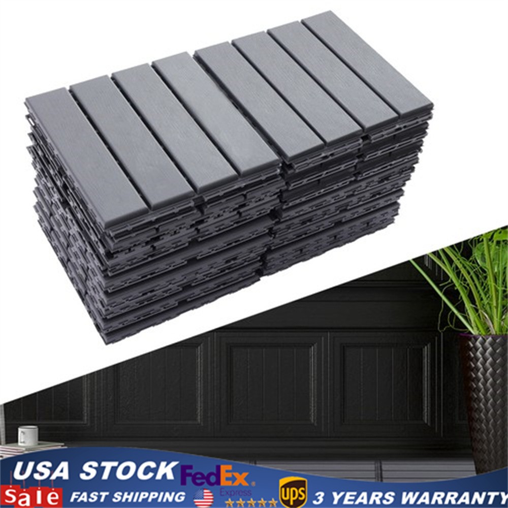 12"x12" Interlocking Deck Tiles, 30 Pack Outdoor Patio Floor Tiles Dark Gray gallery