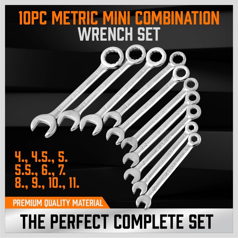 22PCS Combination Wrench Set Ignition Spanner Steel Tools Metric SAE Mini Small gallery