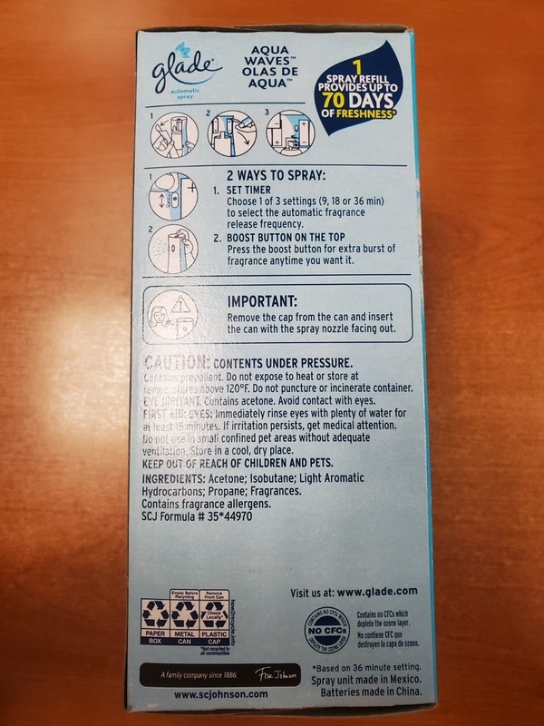 Glade Automatic Spray Kit 1 Automatic Unit + 1 Aqua Waves Spray Refill 1526-E15G gallery