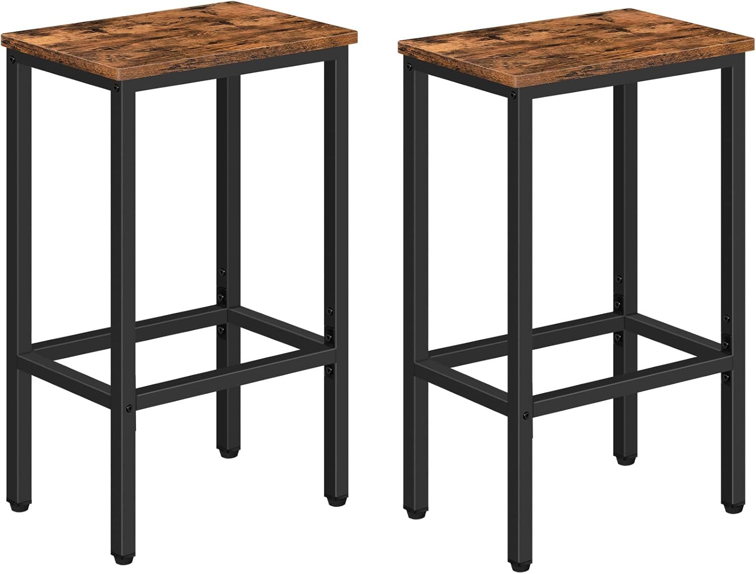 Bar Stools, Set of 2 Bar Chairs, Kitchen Breakfast Bar Stools with Footrest, gallery