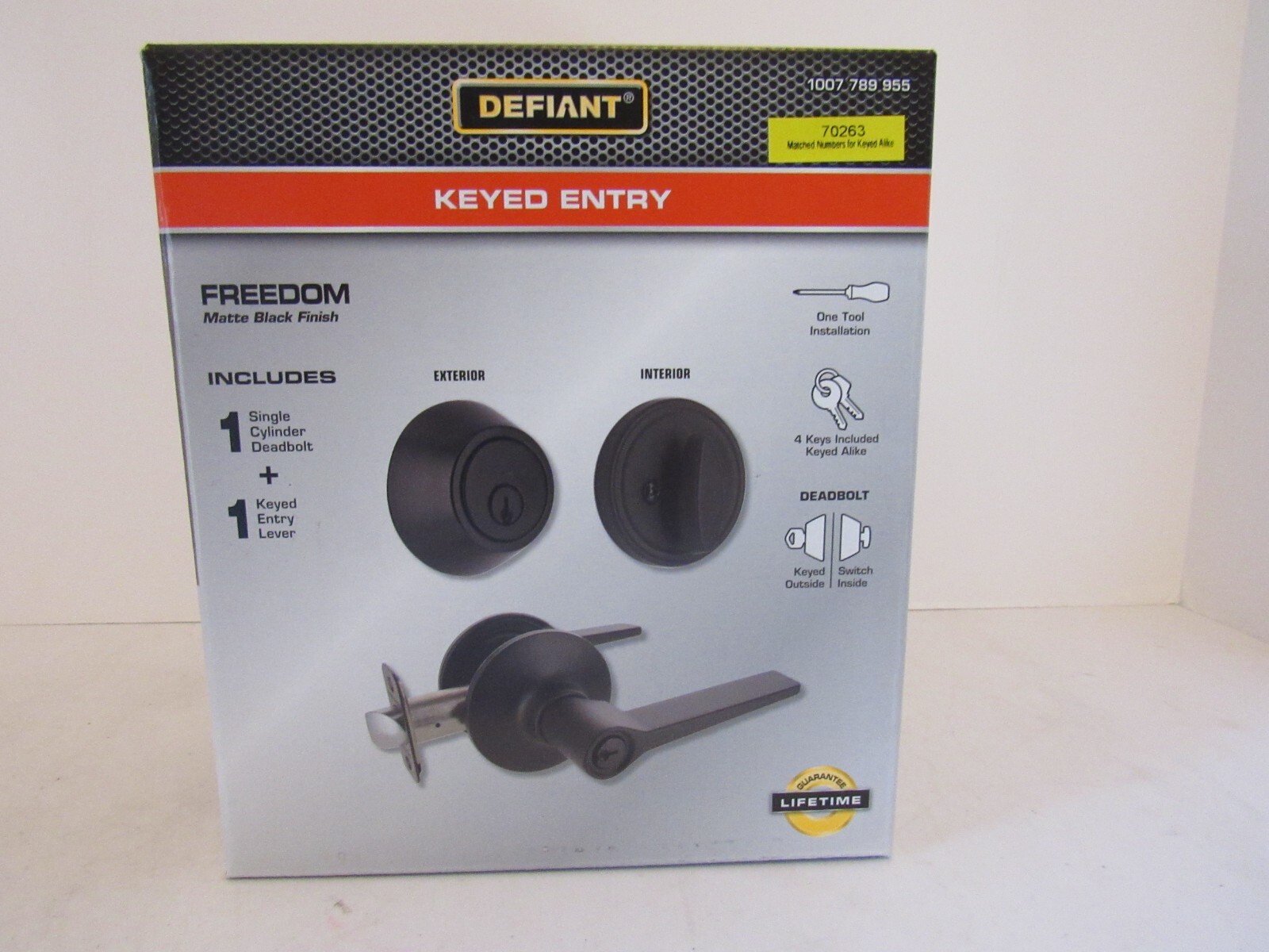 Defiant Freedom Keyed Entry Lock Set Deadbolt Lever Handle Matte Black Finish gallery