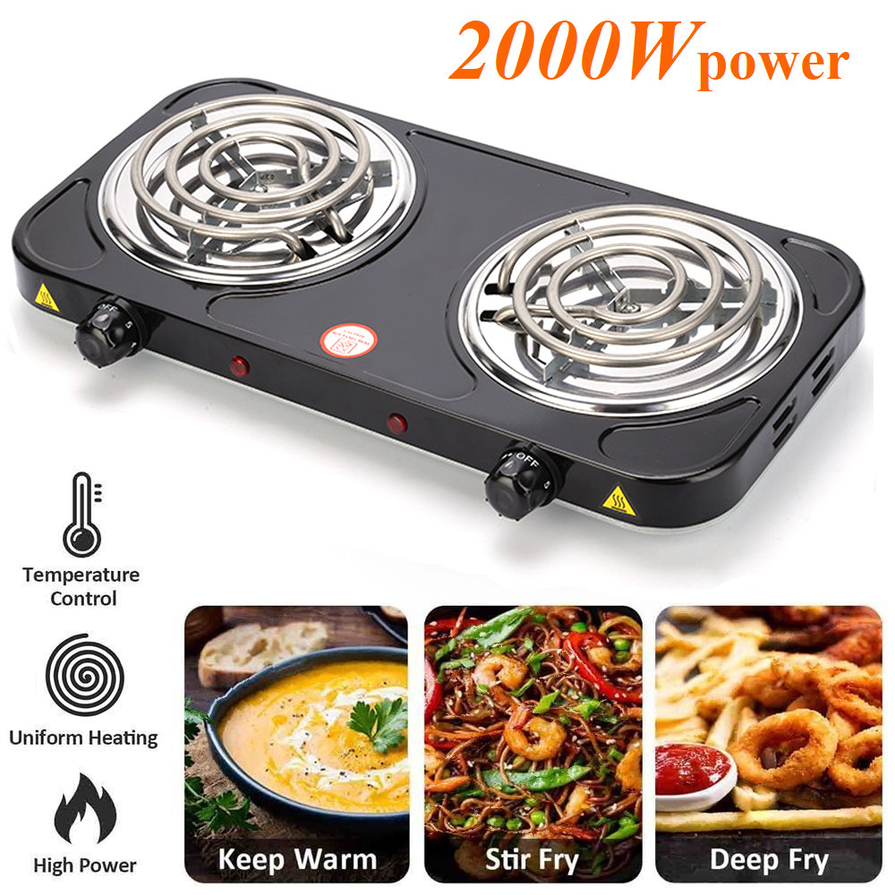 2000W Portable Kitchen Electric Double Burner Hot Plate Cooktop Cooking Stove gallery