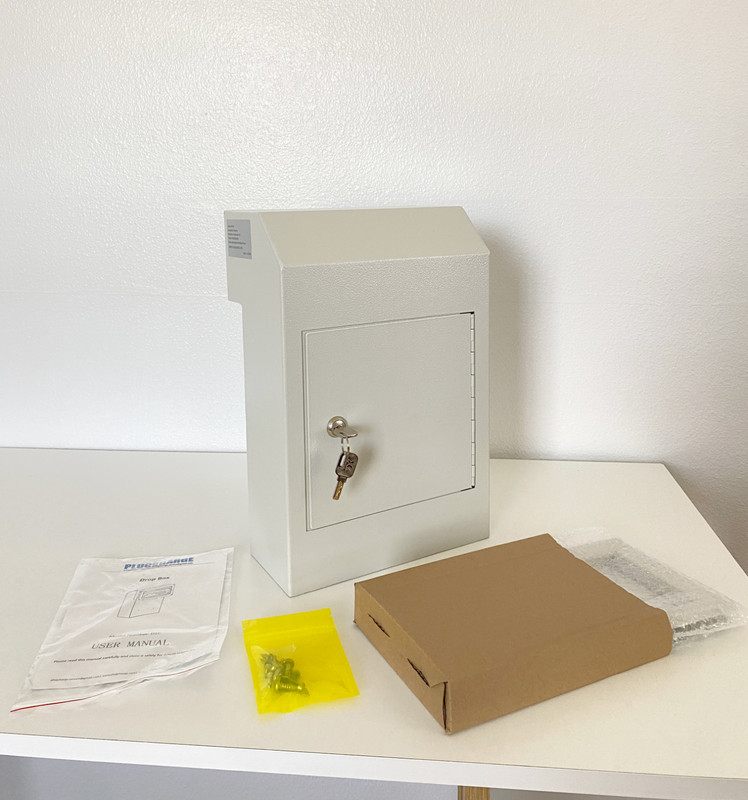 OPEN BOX Door Drop Box, Mail Slots, Through The Door Locking Mailbox, Gray gallery