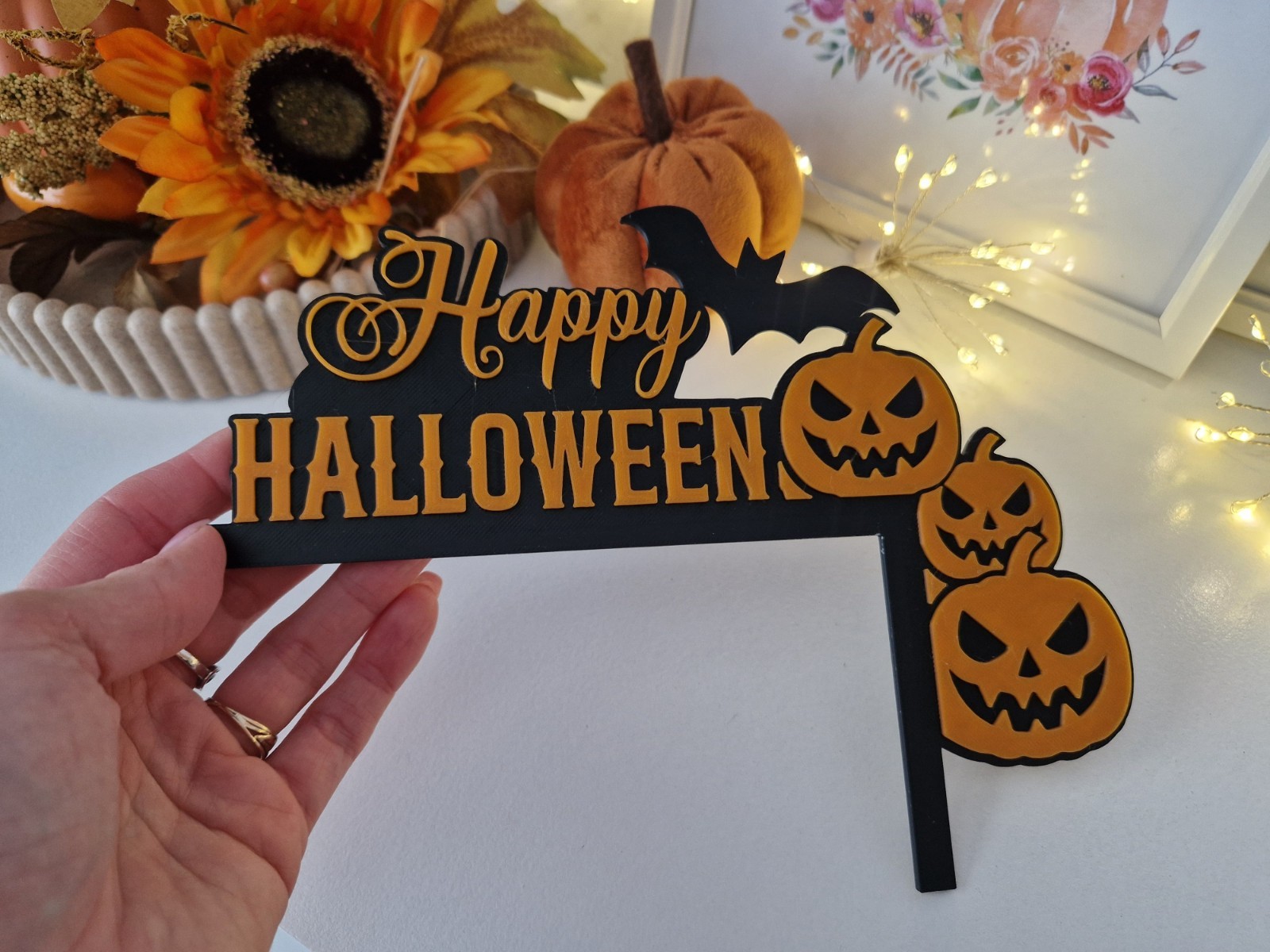 Halloween 3D Printed Frame Decor Happy Haloween Pumpkins Bat 21.5x16.5cm 2025 gallery