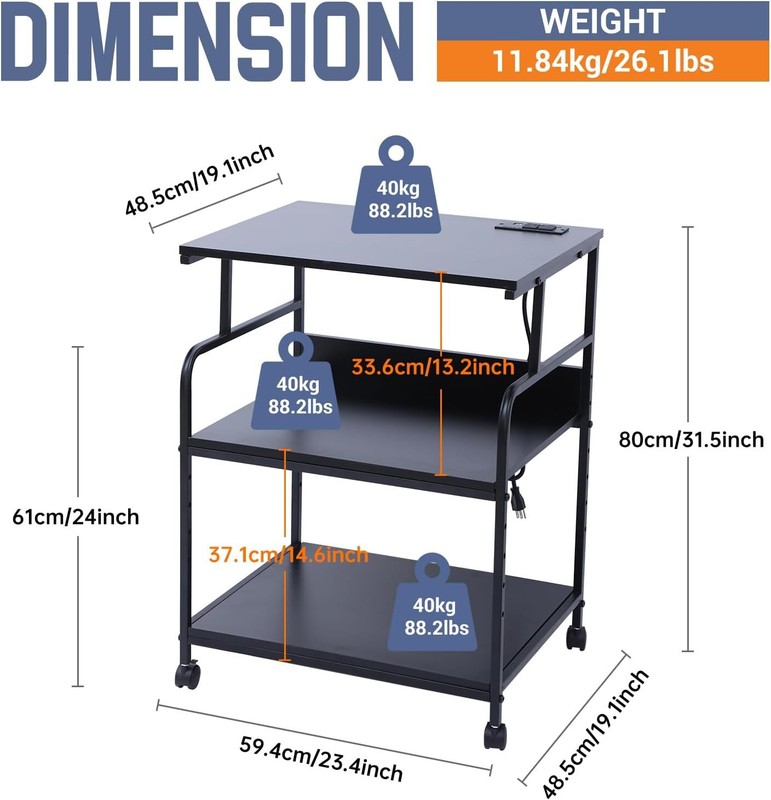 Printer Stand Large Printer Table Printer Stand with Storage Printer Cart gallery