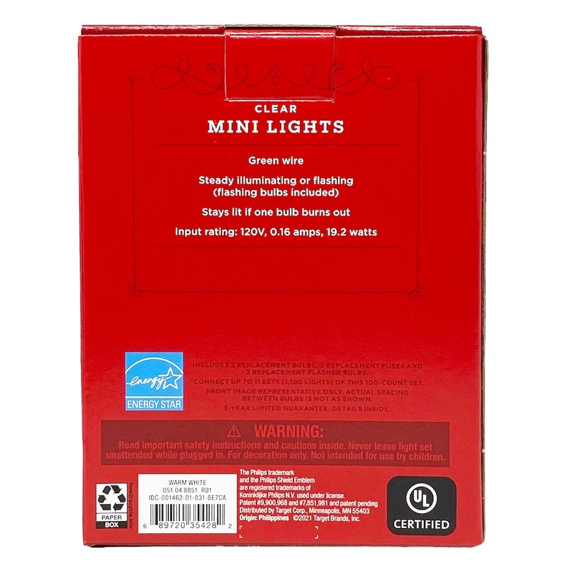 PHILIPS 100 Mini Clear String Light Green Wire, Warm White 25 ft Christmas Décor gallery
