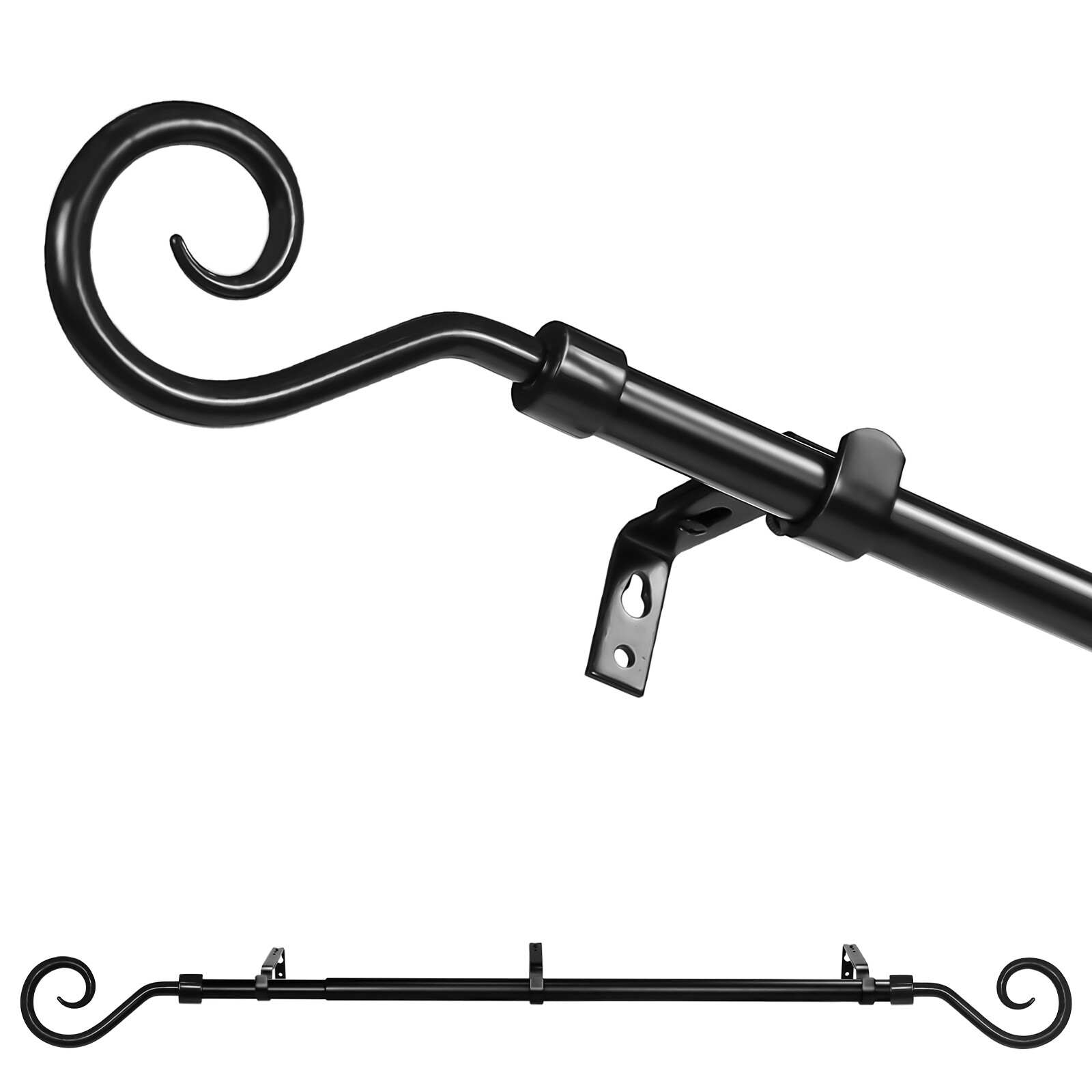 5/8" Domanda Adjustable Single Drapery Curtain Rod, 28”-48"/48"-84"/84"-120" gallery