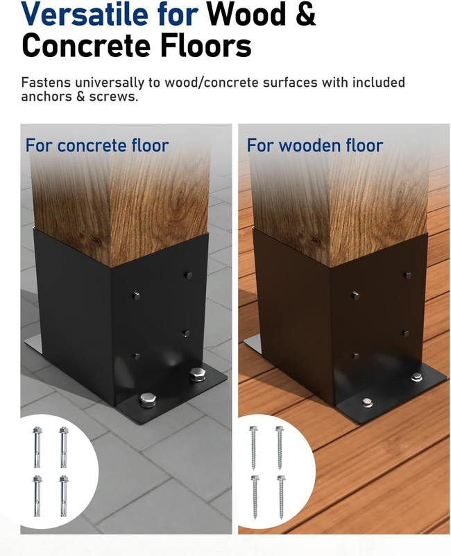 4x4 Edge-Mount Post Base Bracket 4-Pack 2-Side Flange Wall-Flush Deck Black gallery