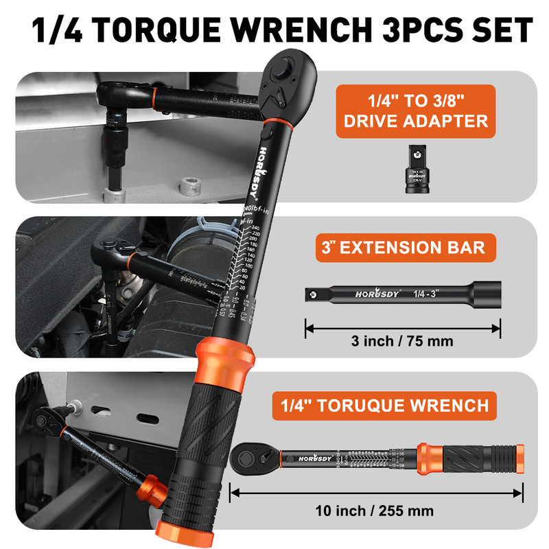 1/4" Torque Wrench Snap Socket Professional Drive Click Ratcheting Reversible gallery