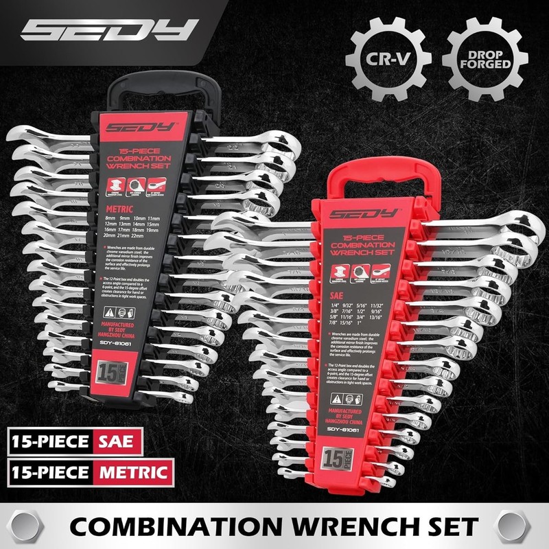 30-Piece Combination Wrench Set - Open End Wrench Set with Organizer Professi... gallery