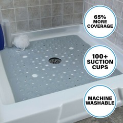 65% MORE COVERAGE! SlipX Solutions Solid Gray Extra Large Shower Mat (27″)