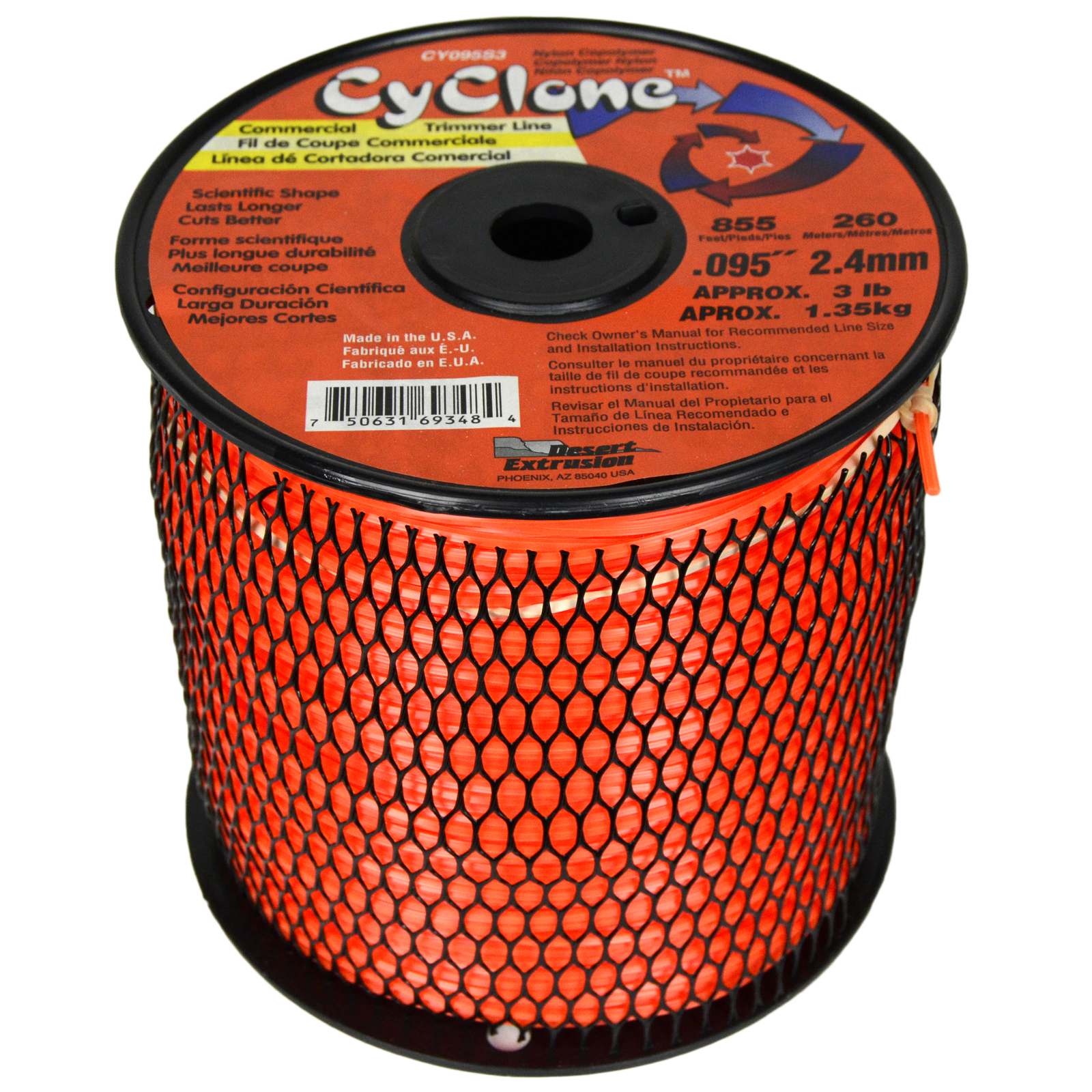 Cyclone CY095S3 Orange .095" x 855' Commercial Grass Trimmer Line, Made in USA gallery