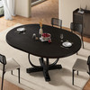 59" round Extendable Dining Table for 4-6, Modern Oval Kitchen Table with Heavy gallery