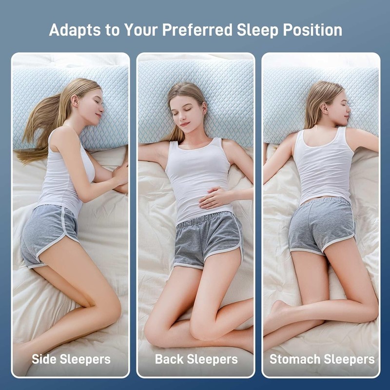 2 Pack Shredded Memory Foam Cooling Bamboo Viscose Pillow Ice Silk & Gel Infused gallery