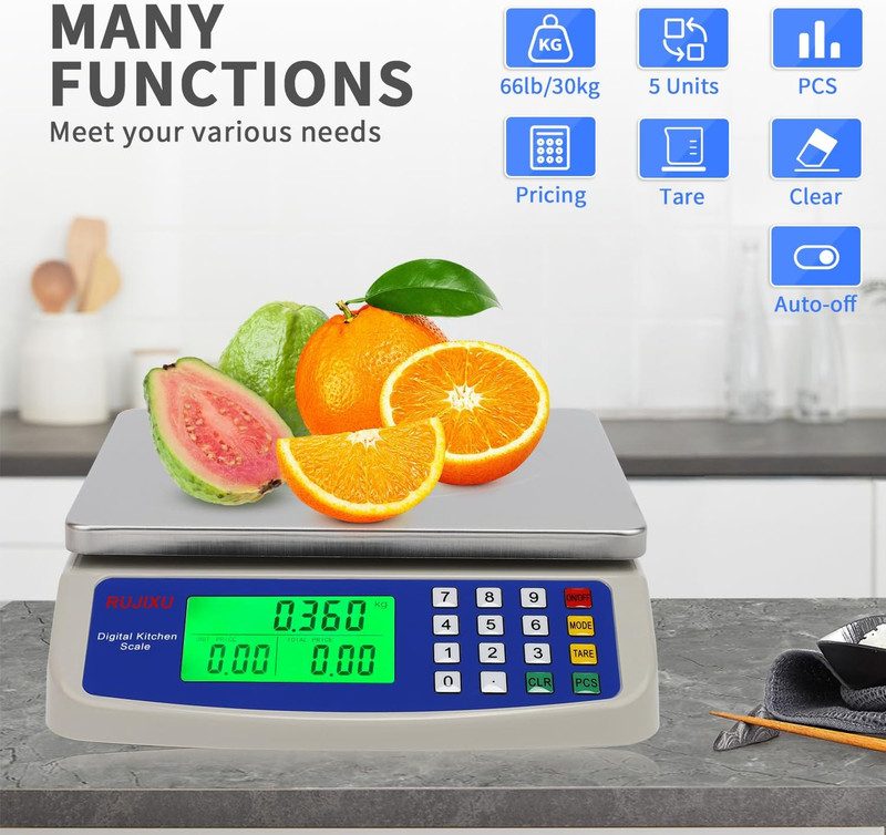 Large Digital Kitchen Scale 30KG Commercial Food Scale 66LB for Baking Bread Me gallery