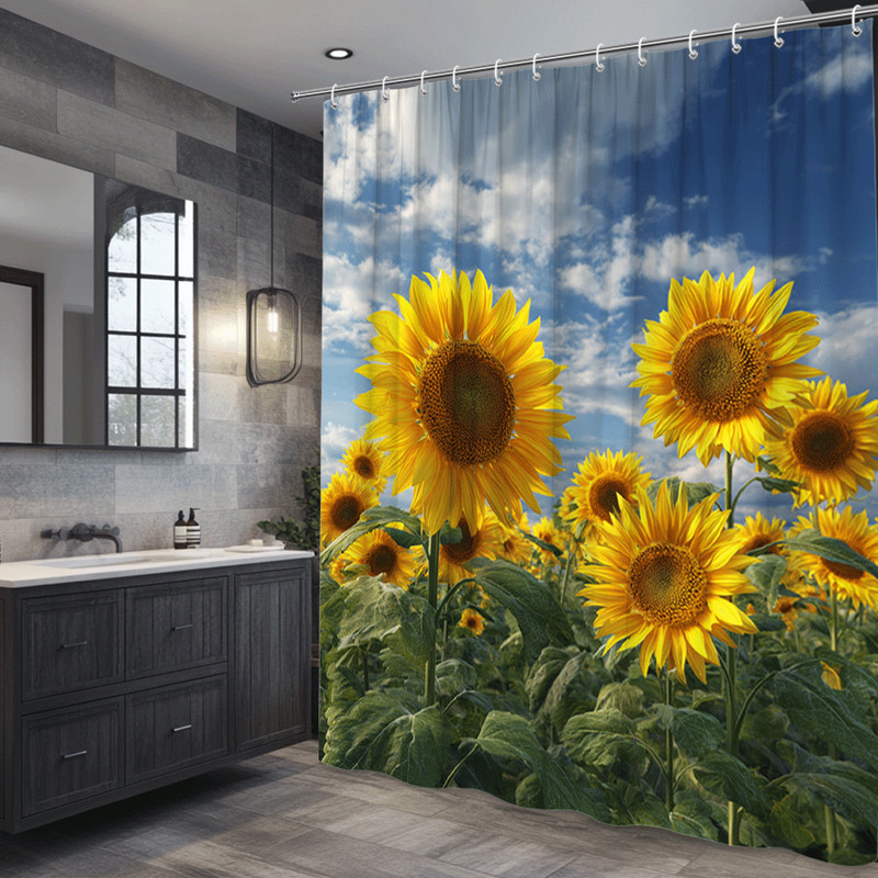 1pc Rustic Sunflower Field Floral Summer Nature Bathroom Shower Curtain gallery