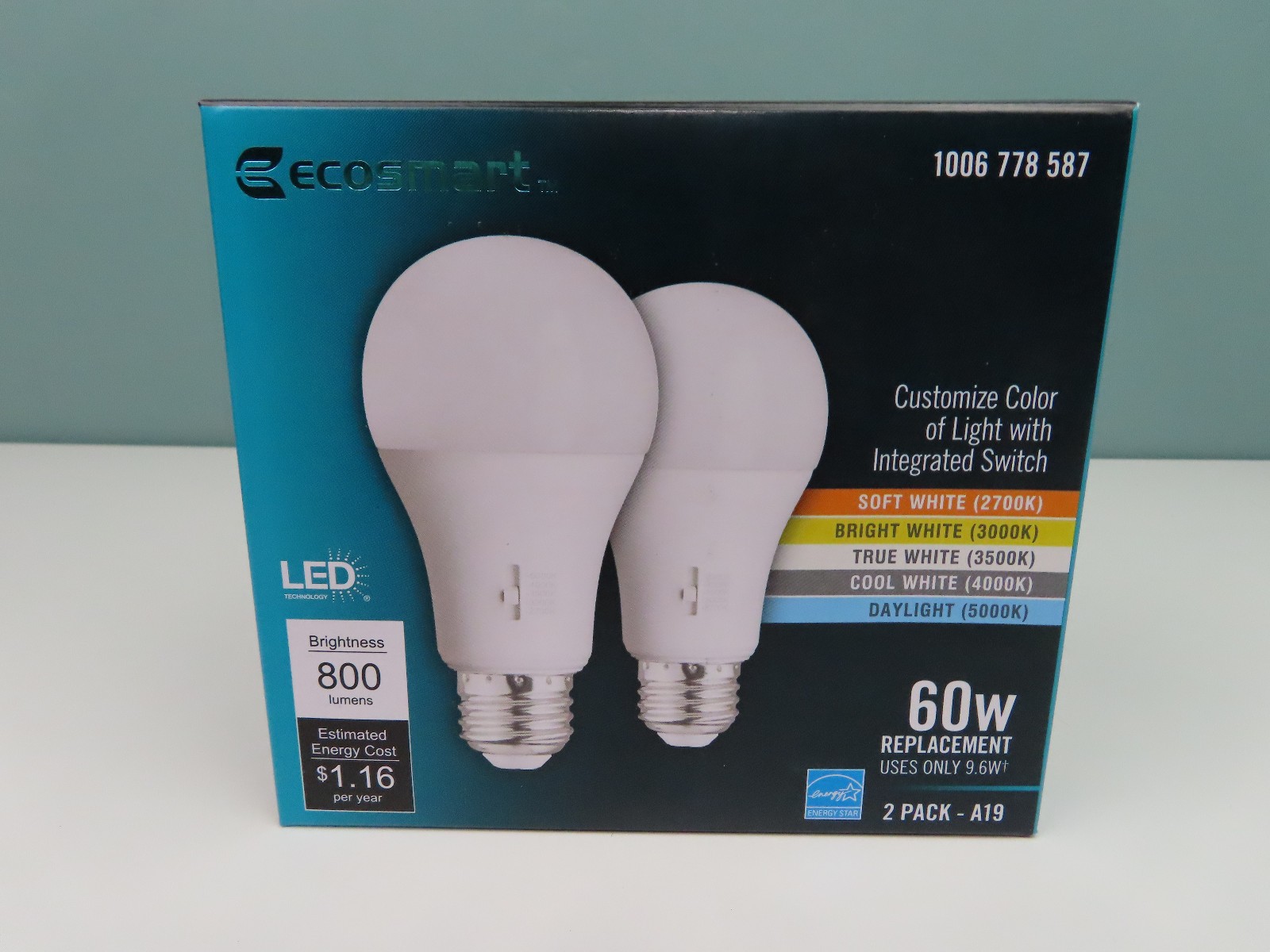 (2x) 2pk EcoSmart LED Bulb Dimmable White 60W 1006 778 587 Custom Color Of Light gallery