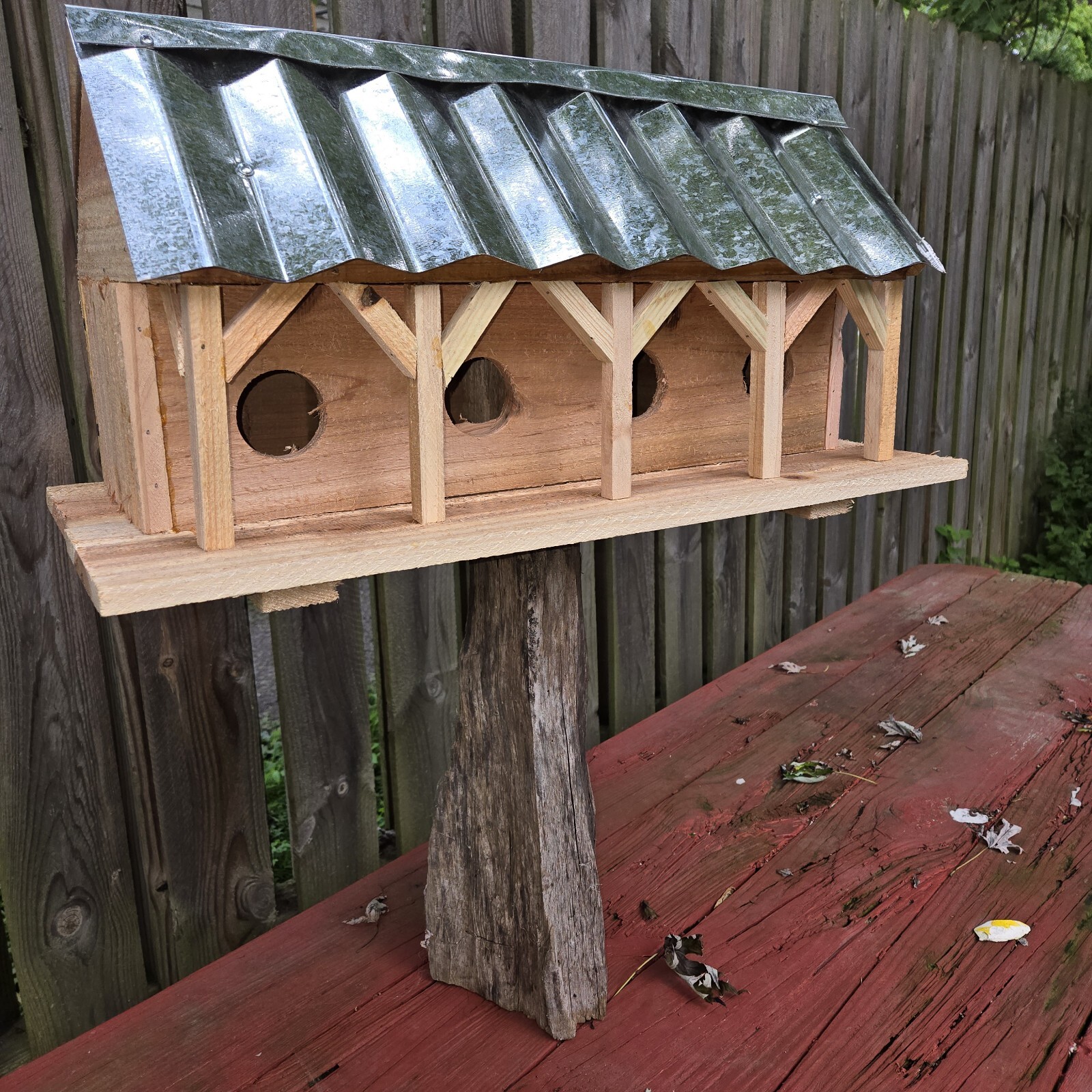 Cedar Bird House Purple Martin 4 Mulit Unit Metal Roof Removable Back Hand Made gallery