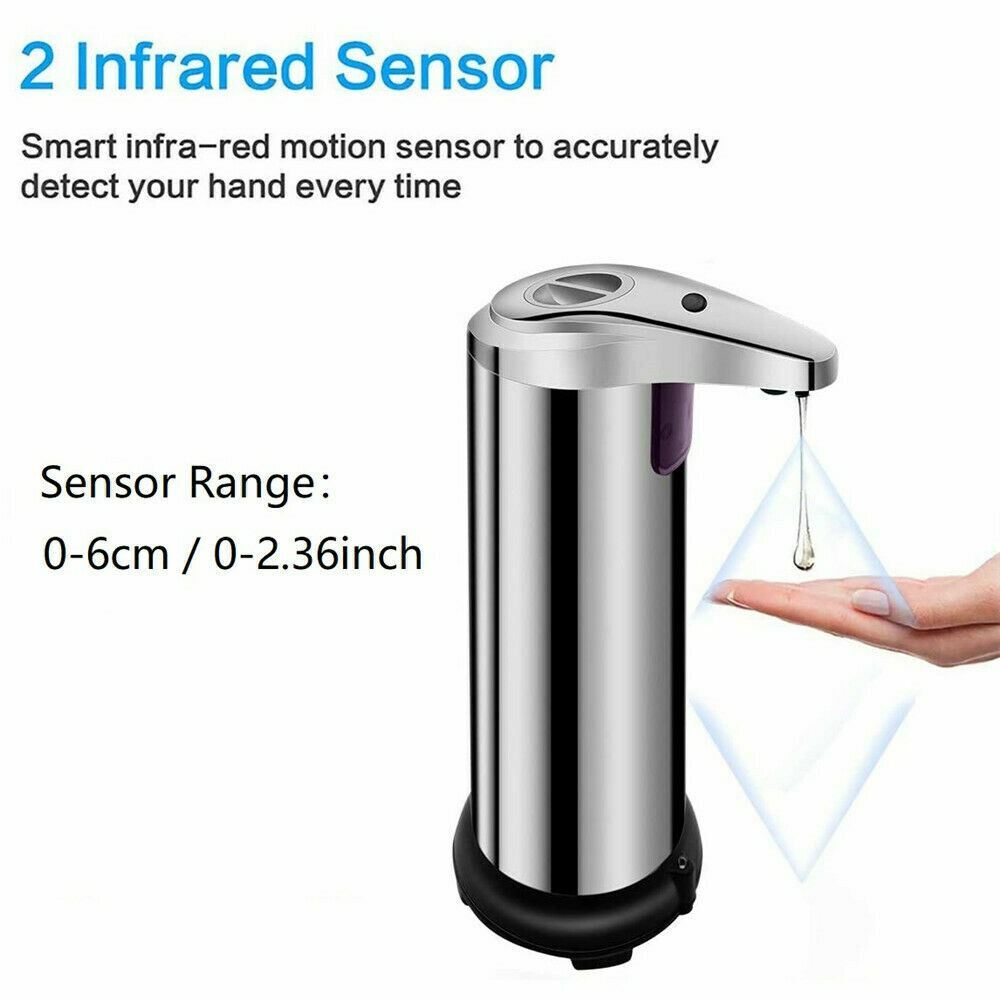 250ml Stainless Auto Handsfree Sensor Touchless Soap Dispenser Kitchen Bathroom gallery