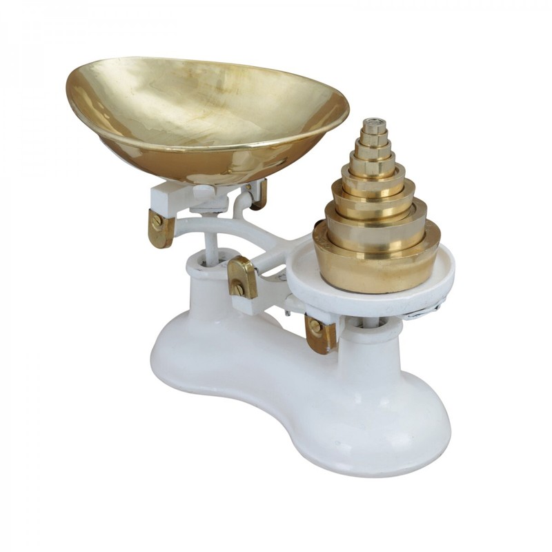 Kitchen Decor Counter Weight Scale with Brass Bowl and Counter Weights gallery
