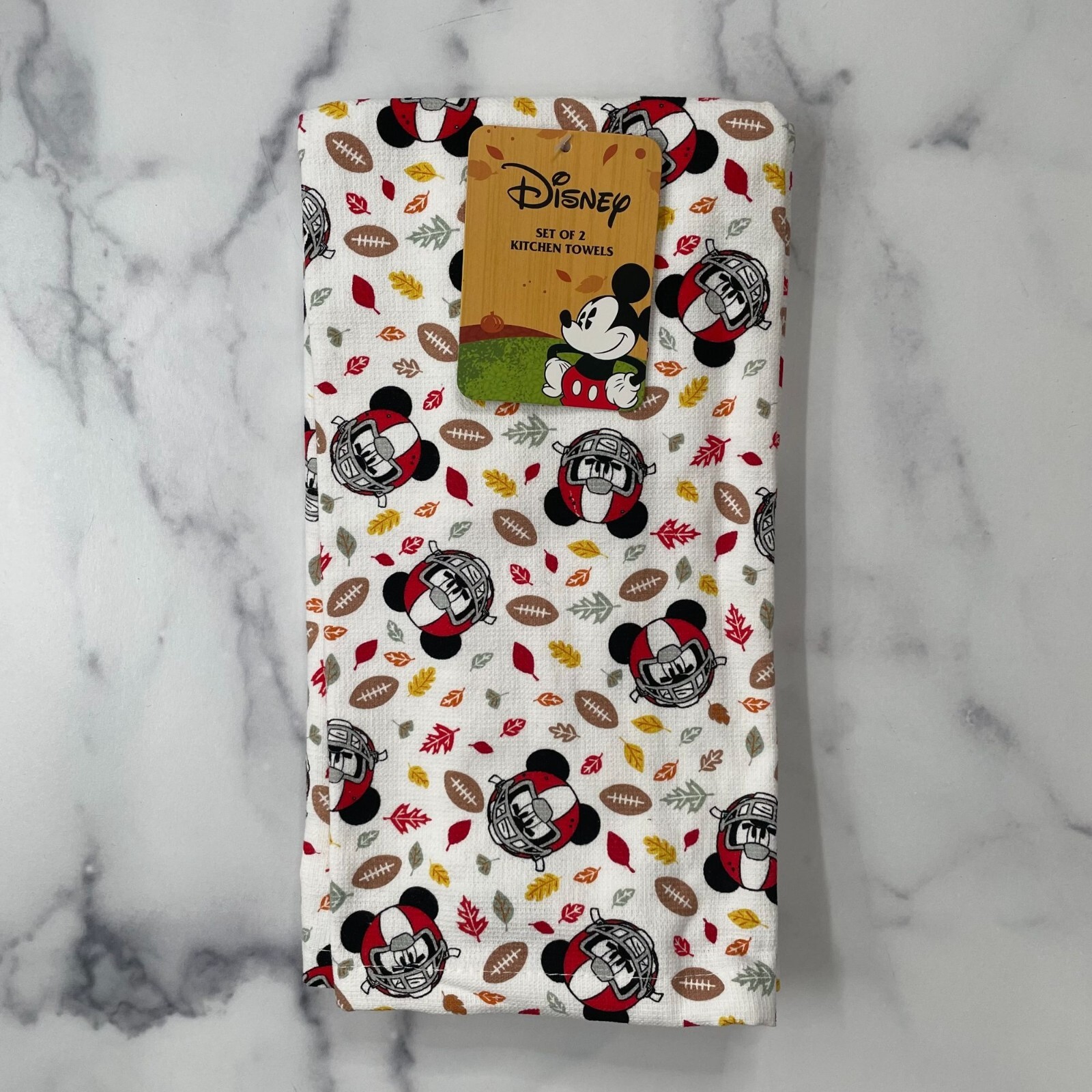 Disney Mickey Mouse Fall Football Kitchen Towels Set 2 Autumn Leaves Football gallery